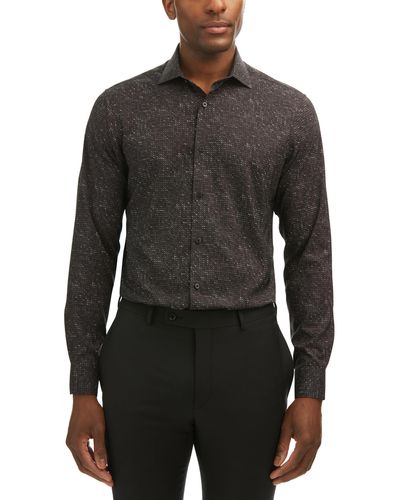 Perry Ellis Portfolio Long Sleeve Slim Fit Performance Dress Shirt - Black