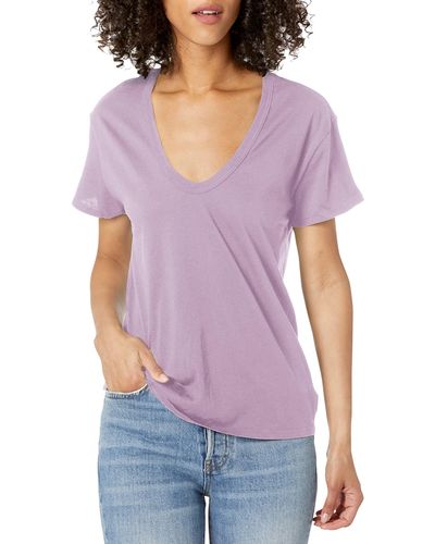 AG Jeans Womens Henson Short Sleeve T-shirt T Shirt - Purple