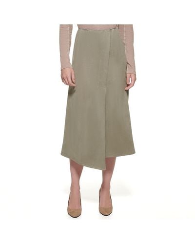 DKNY Wrap Midi Pull-on Sportswear Skirt - Natural