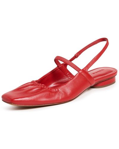Vince S Venice Slingback Mary Jane Square Toe Flat Crimson Red Leather 9.5 M