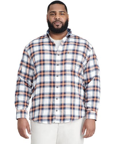 Izod Mens Big And Tall Advantage Performance Flannel Long Sleeve Stretch Button Down Shirt - Multicolor