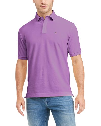 Tommy Hilfiger S Short Sleeve Cotton Pique In Regular Fit Polo Shirt - Purple