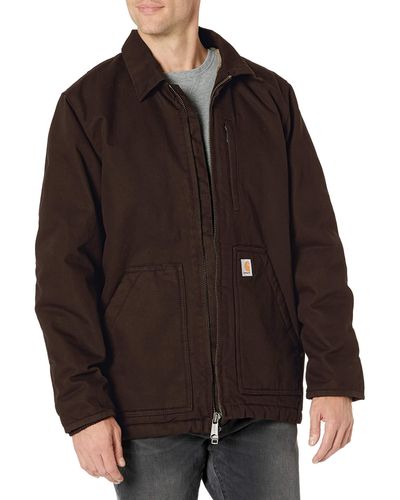 Carhartt Loose Fit Washed Duck Sherpa-lined Coat - Brown