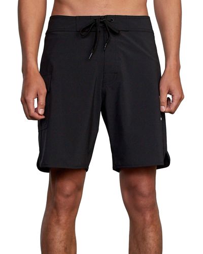 RVCA Mens 4-way Stretch Fixed Waist 18 Inch Boardshort Board Shorts - Black