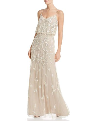 Adrianna Papell Beaded Dress With Popover Bodice - Multicolor