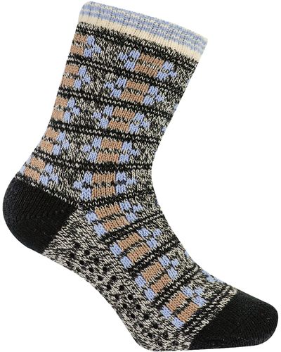 Merrell Adult's Sherpa Slipper Crew Socks- Soft Brushed Inner Layer And Arch Support Band - Gray