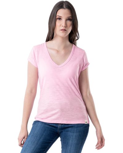 Lee Jeans Plus Size Classic Fit Short Sve V-neck T-shirt - Pink