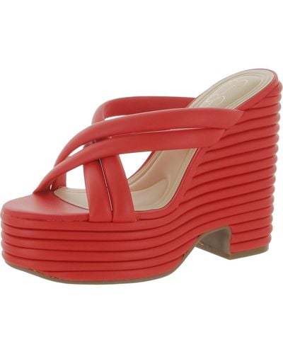 Jessica Simpson S Citlali Faux Leather Wedge Sandals Red 9 Medium