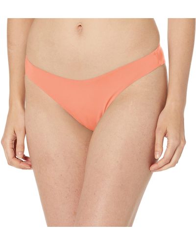 Roxy Womens Classics Solid Beach Classics Regular High Leg Bikini Bottom - Orange