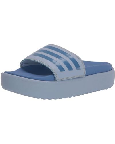 adidas Adilette Platform Slide Sandal - Blue