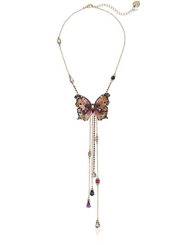 Betsey Johnson Gold Butterfly Y-shaped Necklace - Black