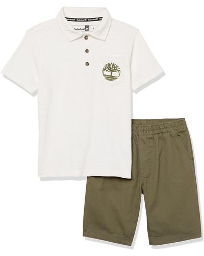 Timberland Mens 2 Pieces Shirt Shorts Set - White