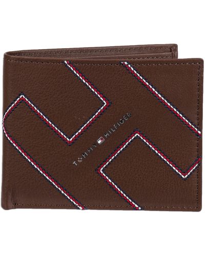 Tommy Hilfiger Leather Passcase Bifold Wallet,tan - Purple