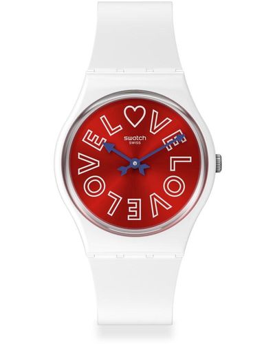 Swatch Gent Biosourced Purest Love Quartz Watch - Red