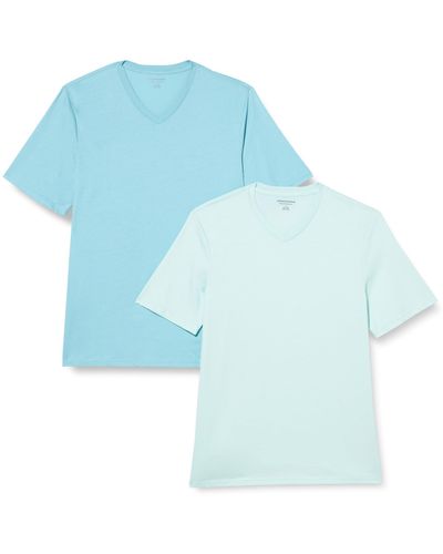 Amazon Essentials 2-Pack Regular-fit Short-Sleeve V-Neck T-Shirt - Bleu