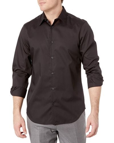 Perry Ellis 's Twill Long Sleeve Dress Shirt - Black