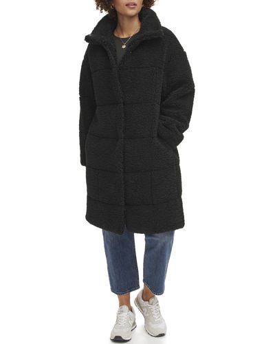 Levi's Long Length Patchwork Quilted Teddy Coat - Black