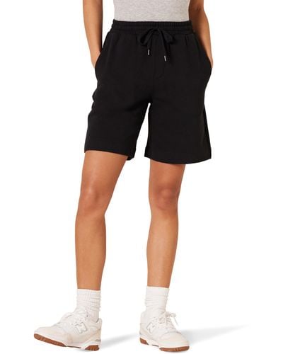 Amazon Essentials Fleece High Rise Bermuda Shorts - Black