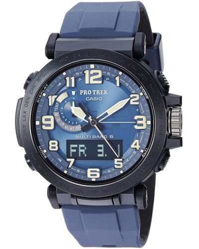 G-Shock Pro Trek Stainless Steel Quartz Watch With Silicone Strap - Blue