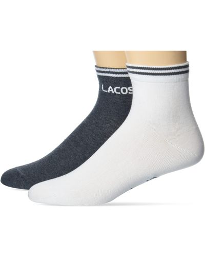 Lacoste 2 Graphic Croc 3 Multi Pack Solid Jersey Ankle Socks - Blue