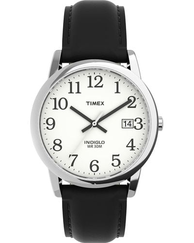 Timex T2h281 Easy Reader 35mm Black Leather Strap Watch