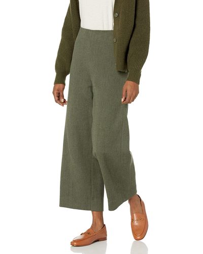 Vince Side Button Crop Wide Pant - Green
