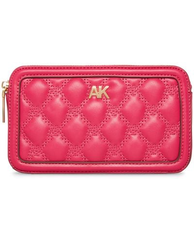 Anne Klein Quilted Double Zip Crossbody - Pink