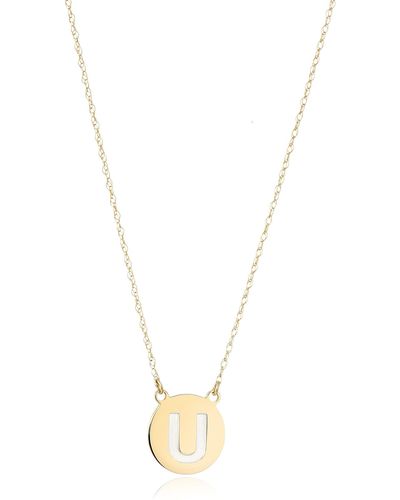 Amazon Essentials Ellie Byrd 10k Gold Two Tone Initial "u" Disc Necklace - White