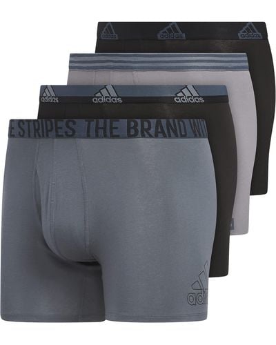 adidas Stretch Cotton Boxer Brief Underwear - Gray