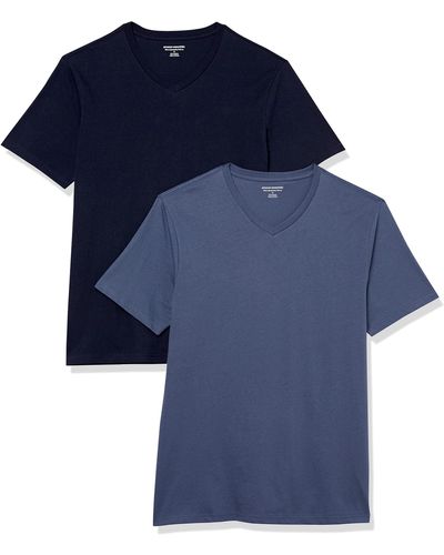 Amazon Essentials T-Shirt con Scollo a v a iche Corte Slim Uomo - Blu