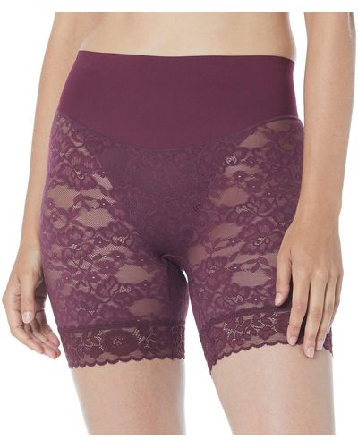 Maidenform Womens Tame Your Tummy Lace Shorty - Purple