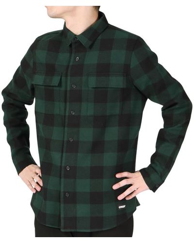 Oakley Apparel Bear Cozy Flannel Long Sleeve Shirt Xs - Green