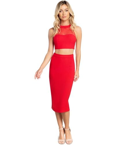 Dress the Population Elliana Faux Halter - Red
