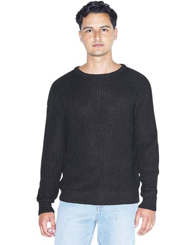 American Apparel Fisherman's Long-sleeve Pullover Knit Sweater - Black