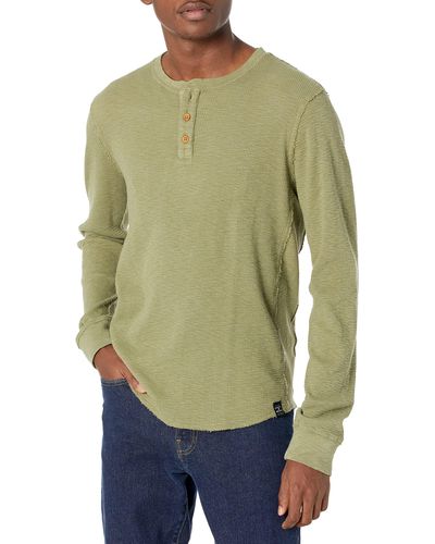 Lucky Brand Mens Long Sleeve Cotton Thermal Henley Shirt - Green
