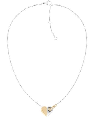 Tommy Hilfiger Stainless Steel Necklace With Heart Pendant - Adjustable/self Sizing - Perfect For Everyday Wear - Gifts For - White