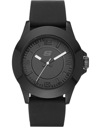 Skechers Rosencrans Mid Three-hand Silicone Quartz Watch - Black
