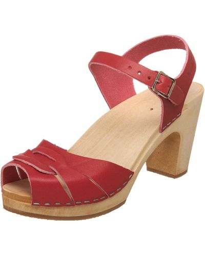 Swedish Hasbeens Super High Ankle Strap Sandal,cerise,10 M Us - Red
