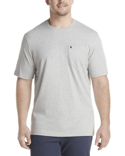 Izod Big & Tall Tall Saltwater Short Sleeve Solid T-shirt With Pocket - Gray