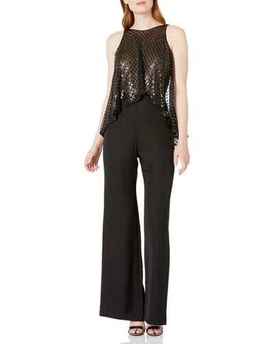 Tadashi Shoji Sho Slvless Jumpsuit With Sequin Top And Open Back - Black