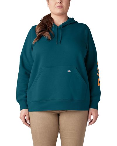 Dickies Size Plus Heavyweight Wordmark Fleece Pullover - Green