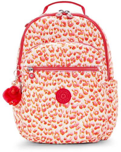 Kipling Backpack Seoul Latin Cheetah Large - Red