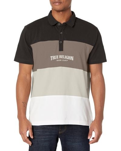 True Religion Short Sleeve 4 Panel Polo Shirt - Brown