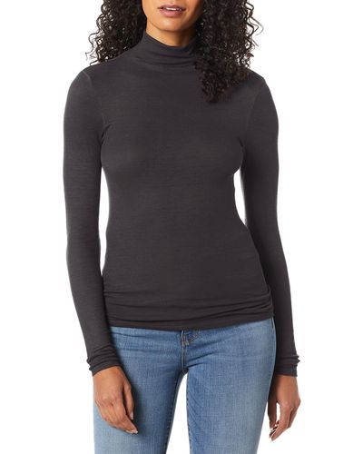 Enza Costa Rib Fitted Long Sleeve Turtleneck Top - Multicolor