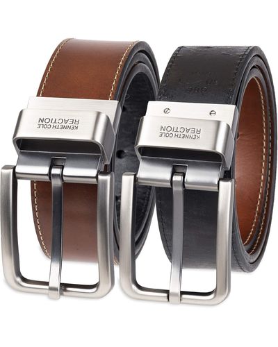 Kenneth Cole Reaction Oil Tanned Leather Reversible Belt,brown/black,40