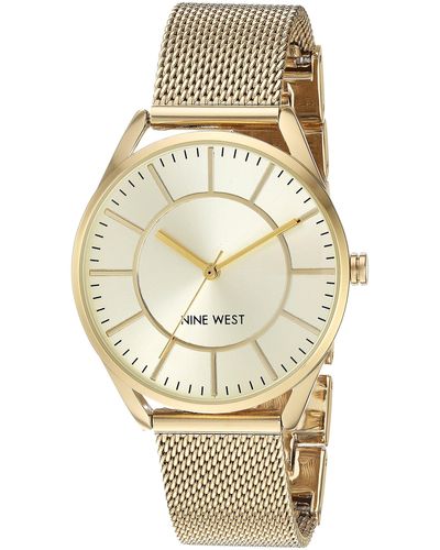 Nine West Nw/1781wtwt Silver-tone And White Strap Watch - Metallic