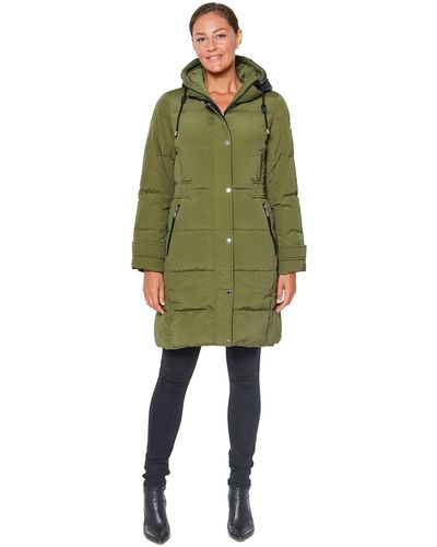 Vince Camuto Womens Down Hooded Duffle Jacket Parka - Green