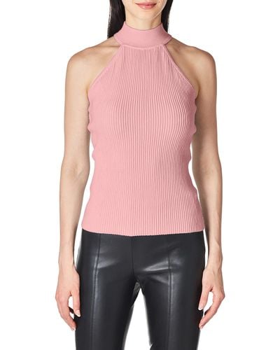 Guess Sleeveless Shayna Ottoman Mock Neck Top - Red