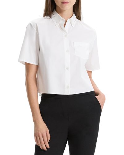 Theory Boxy Short Sleeve Pocket Shirt White