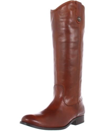 Frye Inspired Tall Boots For Made From Hard-wearing Vintage Leather With Antique Silver Hardware And Leather Outsole – 15 1⁄4" Shaft - Brown
